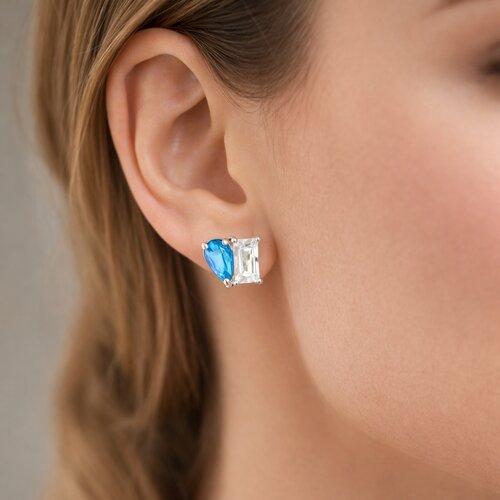 Aro Circón Baguette Gota Agua Marina