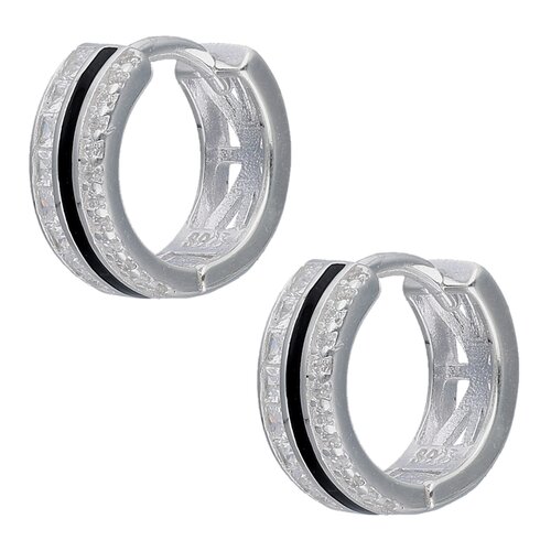 Argolla Huggie Líneas Circones Esmaltado 12 mm