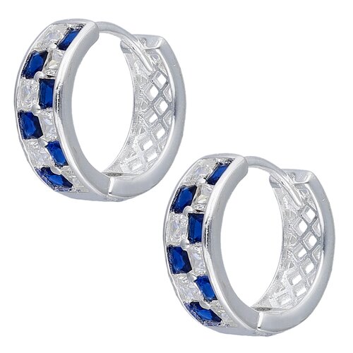 Argolla Huggie Circones Baguette Zafiro 14 mm