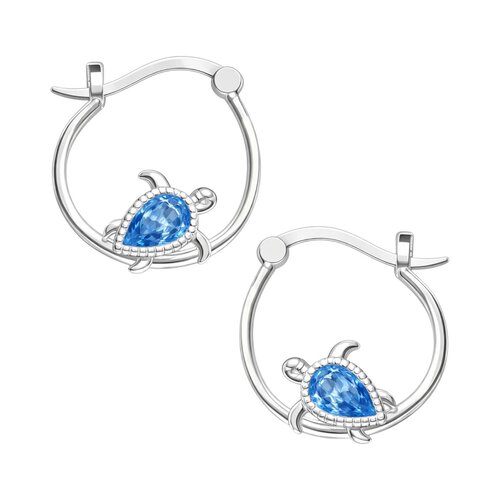 Argolla Tortuga Circón Agua Marina 13 mm