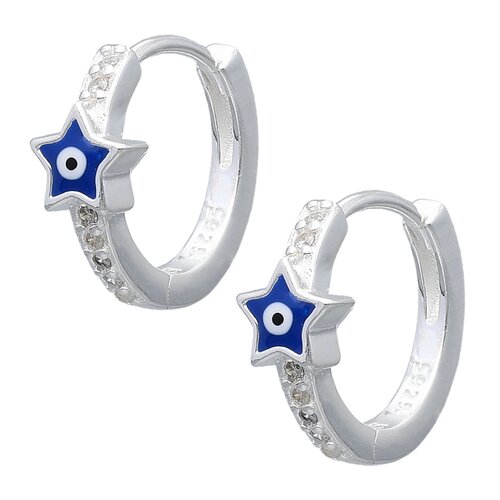 Argolla Huggie Estrella Ojo Turco Circones 15 mm