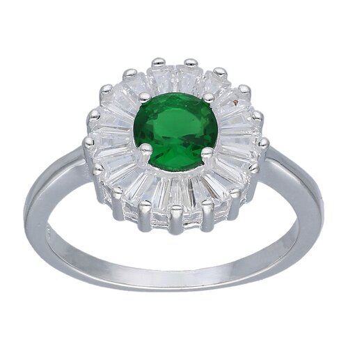 Anillo Flor Circones Baguette Esmeralda