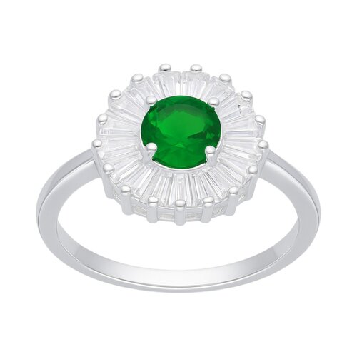 Anillo Flor Circones Baguette Esmeralda