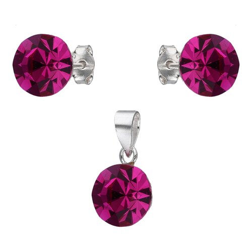 Conjunto Hecho con Cristal Swarovski® Fucsia 8 mm