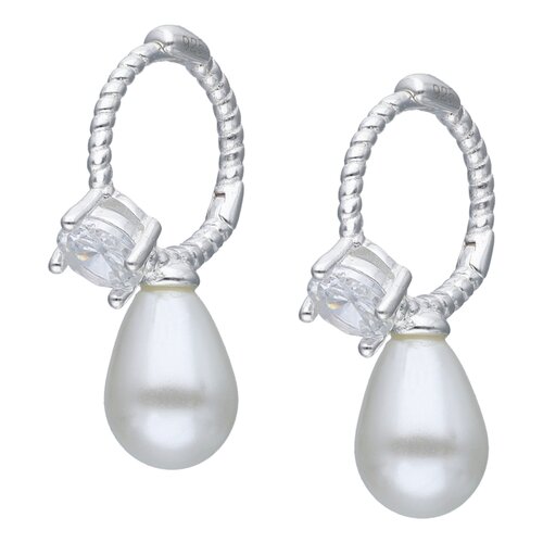 Argolla Huggie Entorchada Perla Circón 12 mm