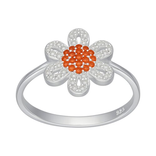 Anillo Flor Margarita Circones Granate Naranja