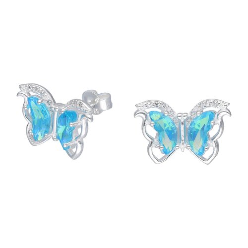 Aro Mariposa Circones Cristal Hecho con Swarovski® Celeste