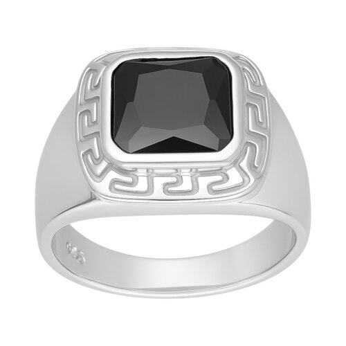 Anillo Sello Guarda Griega Circón Ónix