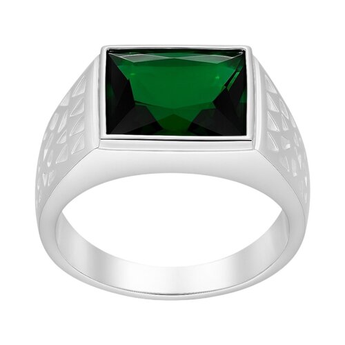 Anillo Sello Facetado Circón Esmeralda