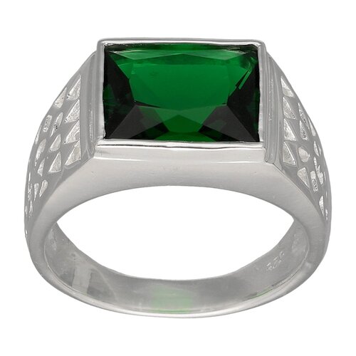Anillo Sello Facetado Circón Esmeralda