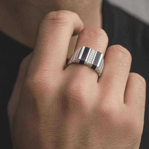 Anillo Sello Facetado Circones Ónix