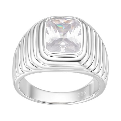 Anillo Sello Facetado Circón