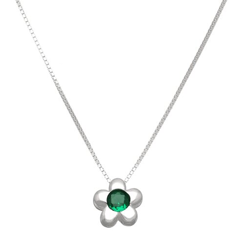 Collar Flor Circón Esmeralda