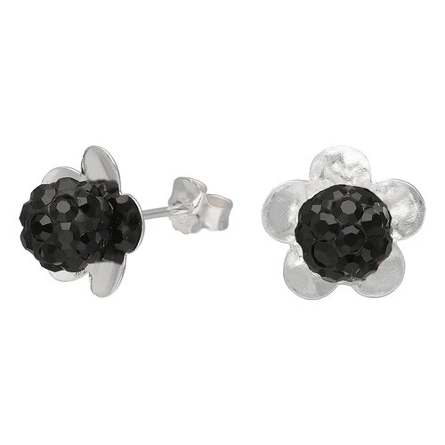 Aro Flor Cristales Negro 6 mm