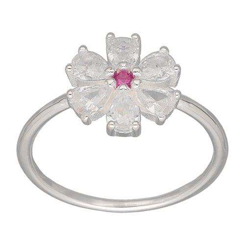 Anillo Flor Circón Rubí
