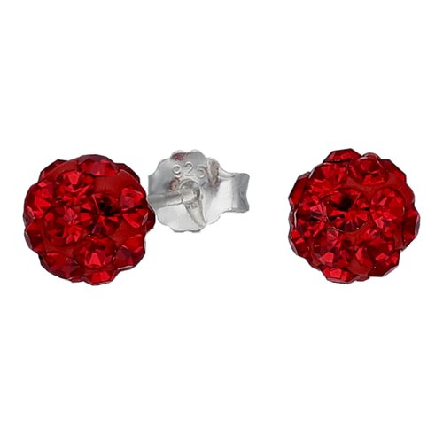 Aro Esfera Hecho con Cristal Swarovski® Rojo 8 mm