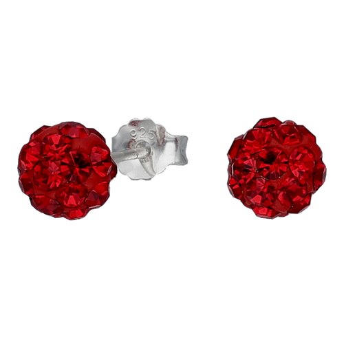 Aro Esfera Hecho con Cristal Swarovski® Rojo 6 mm