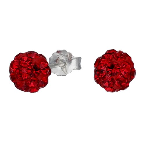 Aro Esfera Hecho con Cristal Swarovski® Rojo 4 mm