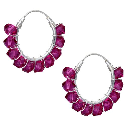 Argolla Cristales Hecho con Swarovski® Fucsia 16 mm