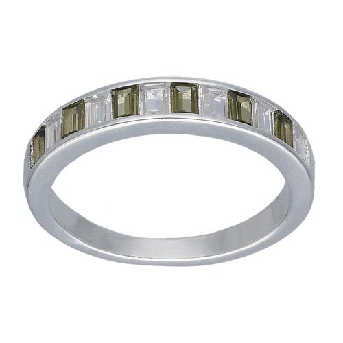 Anillo Cintillo Circones Baguette Verde Oliva
