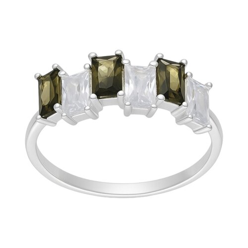 Anillo Cintillo Circones Baguette Verde Oliva