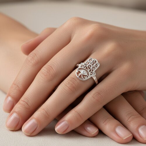 Anillo Mano de Fátima Ojo de Horus Circón