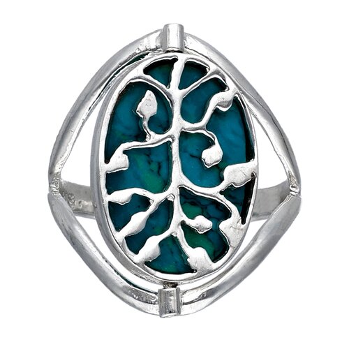 Anillo Reversible Árbol de la Vida Turquesa