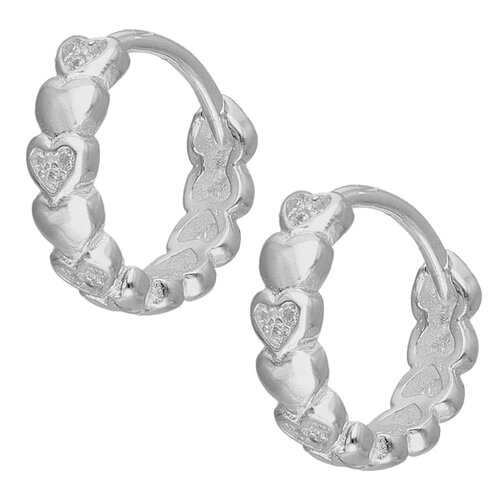 Argolla Huggie Corazones Circones 13 mm