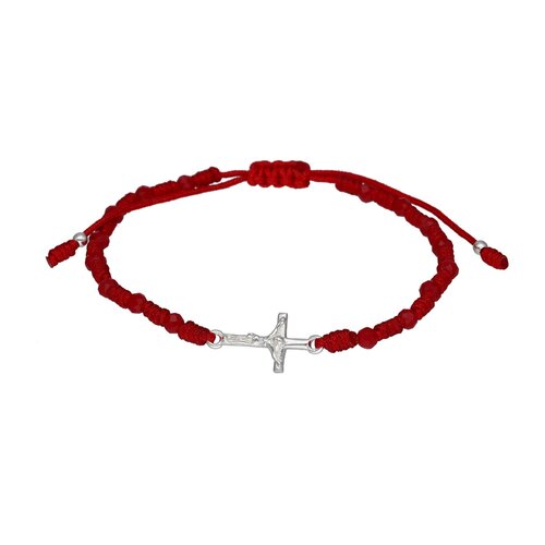Pulsera Hilo Rojo Ajustable Crucifijo Cristales