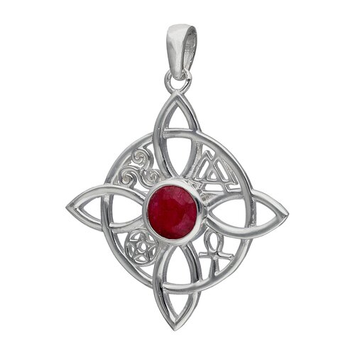 Colgante Amuleto Nudo de Brujas Circón Craquelado Rubí