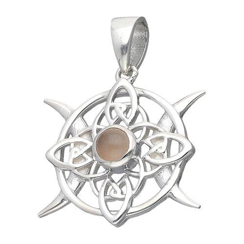 Colgante Nudo de Brujas Luna Invertida Cuarzo Rosado