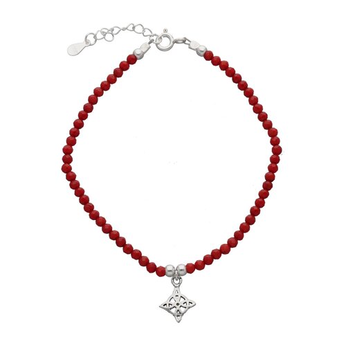 Pulsera Nudo de Brujas Cristales Rojo