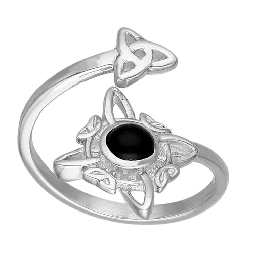 Anillo Ajustable Nudo de Brujas Triqueta Ónix