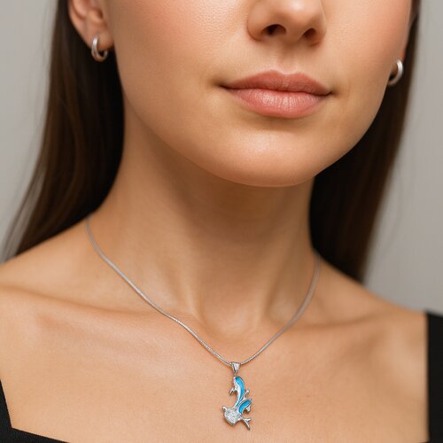 Colgante Delfines Circón Ópalo Azul