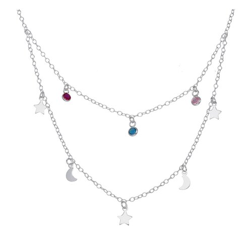 Collar Doble Estrellas Media Luna Circones Multicolor