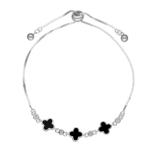 Pulsera Ajustable Trébol de la Suerte Ónix Circones