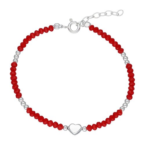Pulsera Cristales Rojos Esferas Corazón