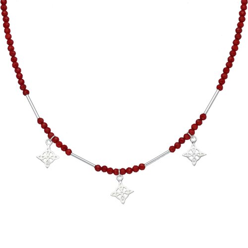 Collar Nudo de Brujas Cristales Rojos