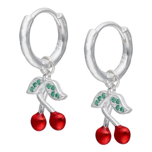 Argolla Huggie Cereza Circones Esmeralda Esmaltada 12 mm