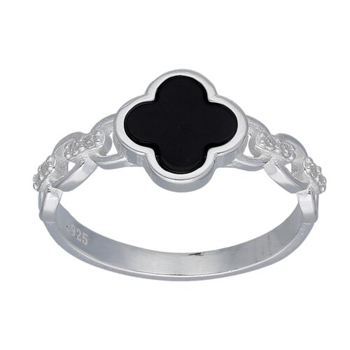 Anillo Trébol dela Suerte Ónix Eslabones Circones