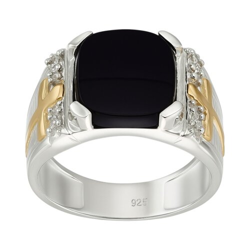 Anillo Sello Ónix Circones Cruz en Oro