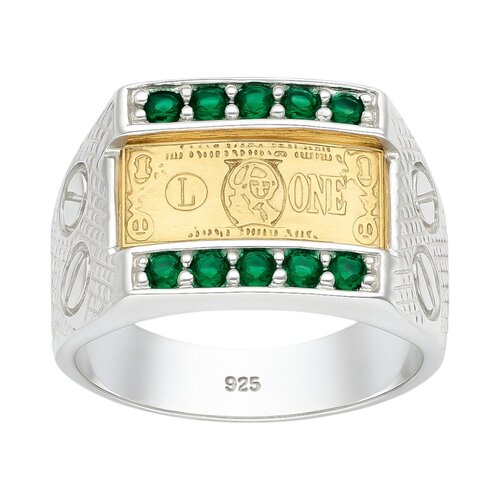 Anillo Sello Circones Esmeralda Billete 1 Dólar en Oro