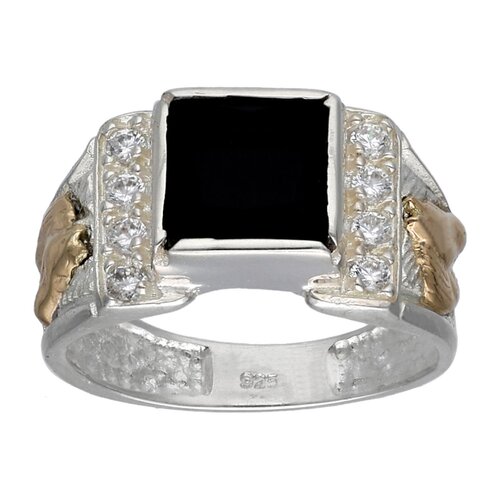 Anillo Sello Circón Ónix Caballo en Oro