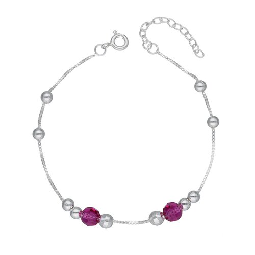 Pulsera Esferas Cristales Hecho con Swarovski® Fucsia