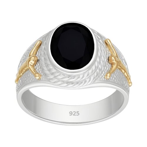 Anillo Sello Circón Ónix Cristo en Oro