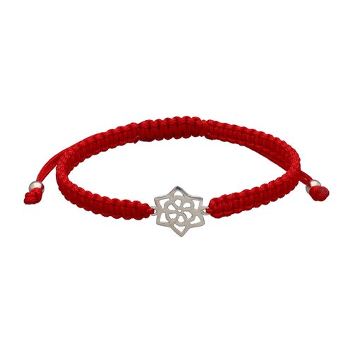 Pulsera Hilo Rojo Ajustable Flor Mandala