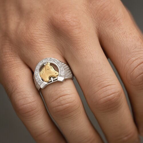 Anillo Herradura Circones Caballo en Oro