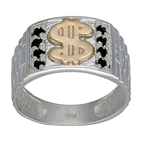 Anillo Sello Circones Ónix Símbolo Dólar en Oro
