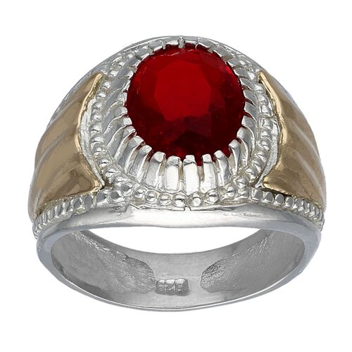 Anillo Sello Circón Rubí con Oro