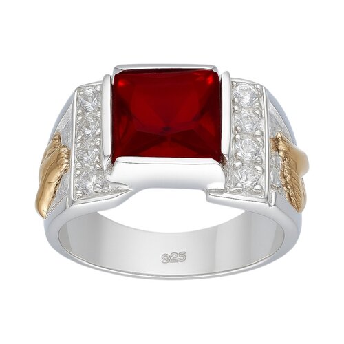 Anillo Sello Circón Rubí Caballo en Oro